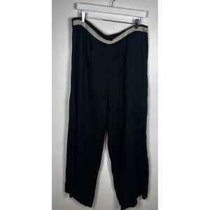 Flax Large Linen Wide Leg Pants Black Neutral Coastal Relaxed Lagenlook **flaw*